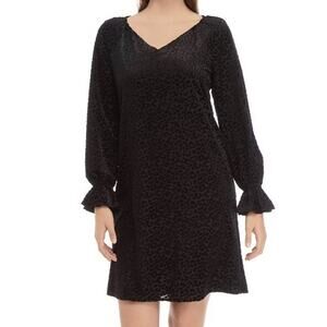Nine West Women's Burnout Velvet Animal Print Shift Dress Color Black Size 6 new